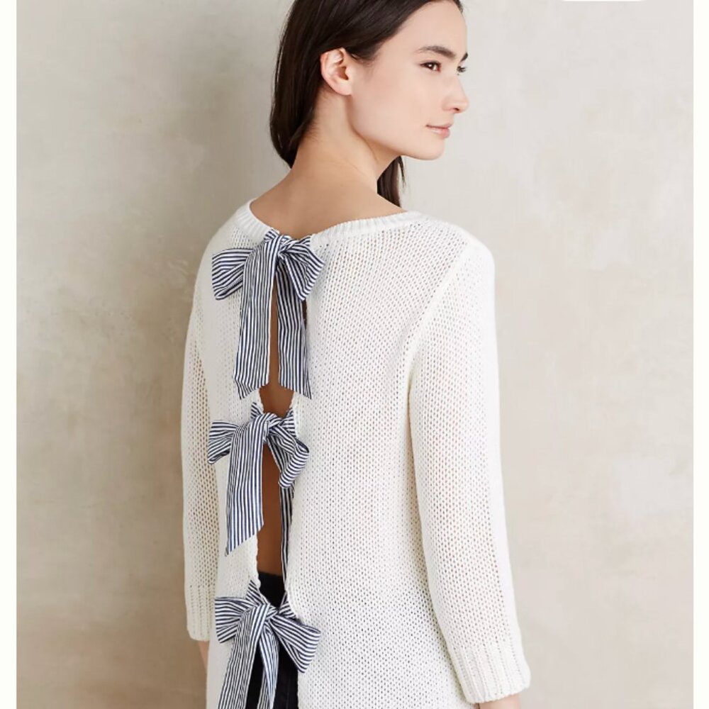 NWT Anthropologie Bow Back Pullover by Paper Crown, sz Medium